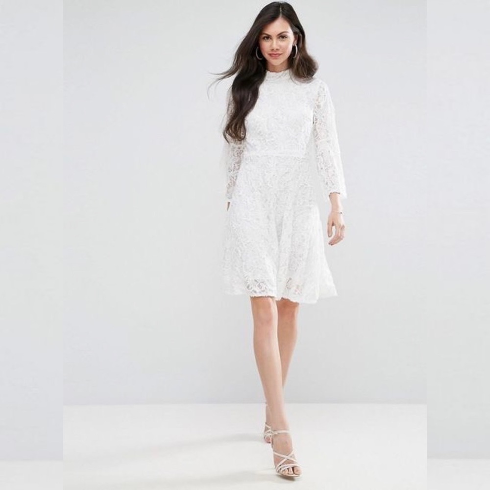 YAS Studio 75 Kanna Lace Dress in Ivory White Size 34